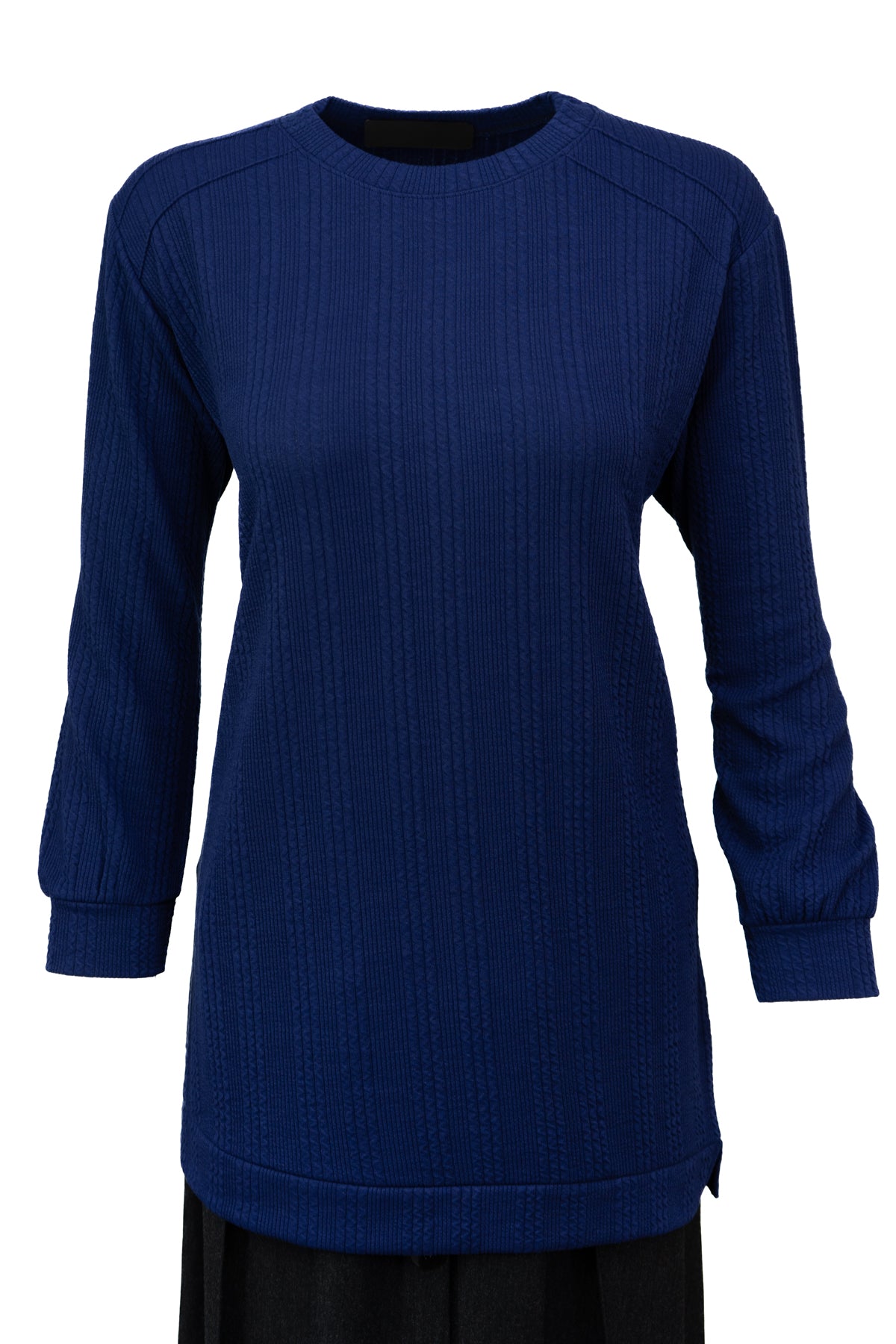 Kadın Kışlık Kazak Pamuklu Burgulu Kumaş Bisiklet Yaka Likralı Kendinden Desenli Rahat